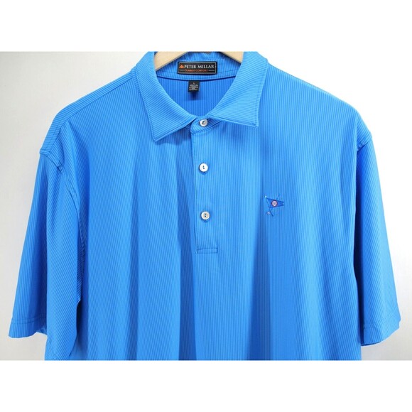Peter Millar Men Summer Comfort Golf Polo Shirt Blue Striped Size Large - Picture 2 of 7